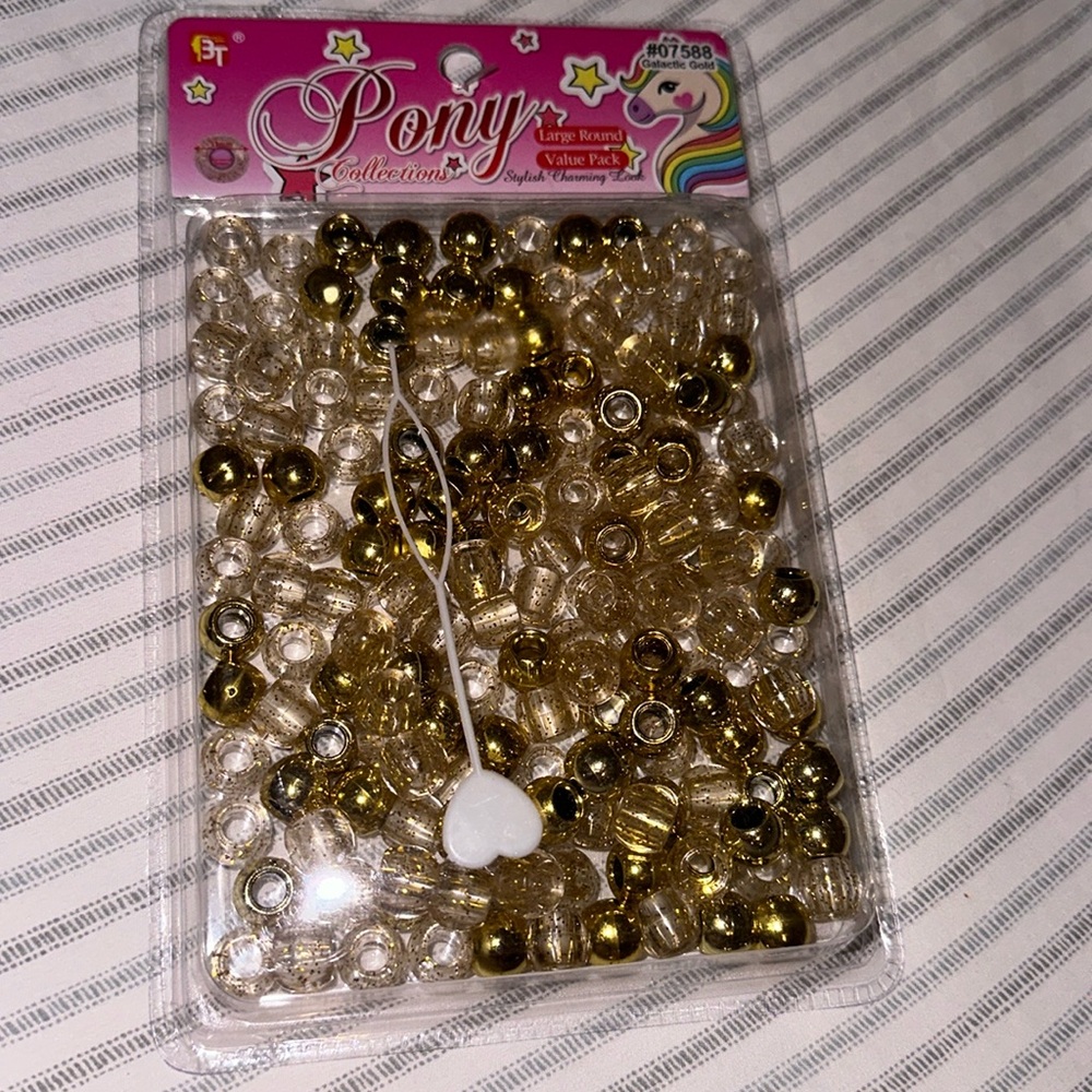 Braiding beads gold n clear with gold sparkles
